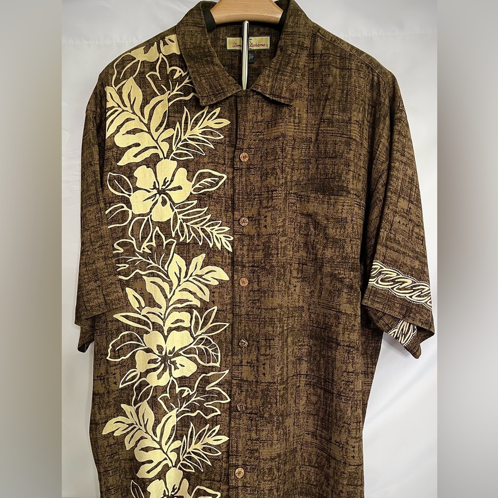 Tommy Bahama Dark Brown and Cream Floral Shirt